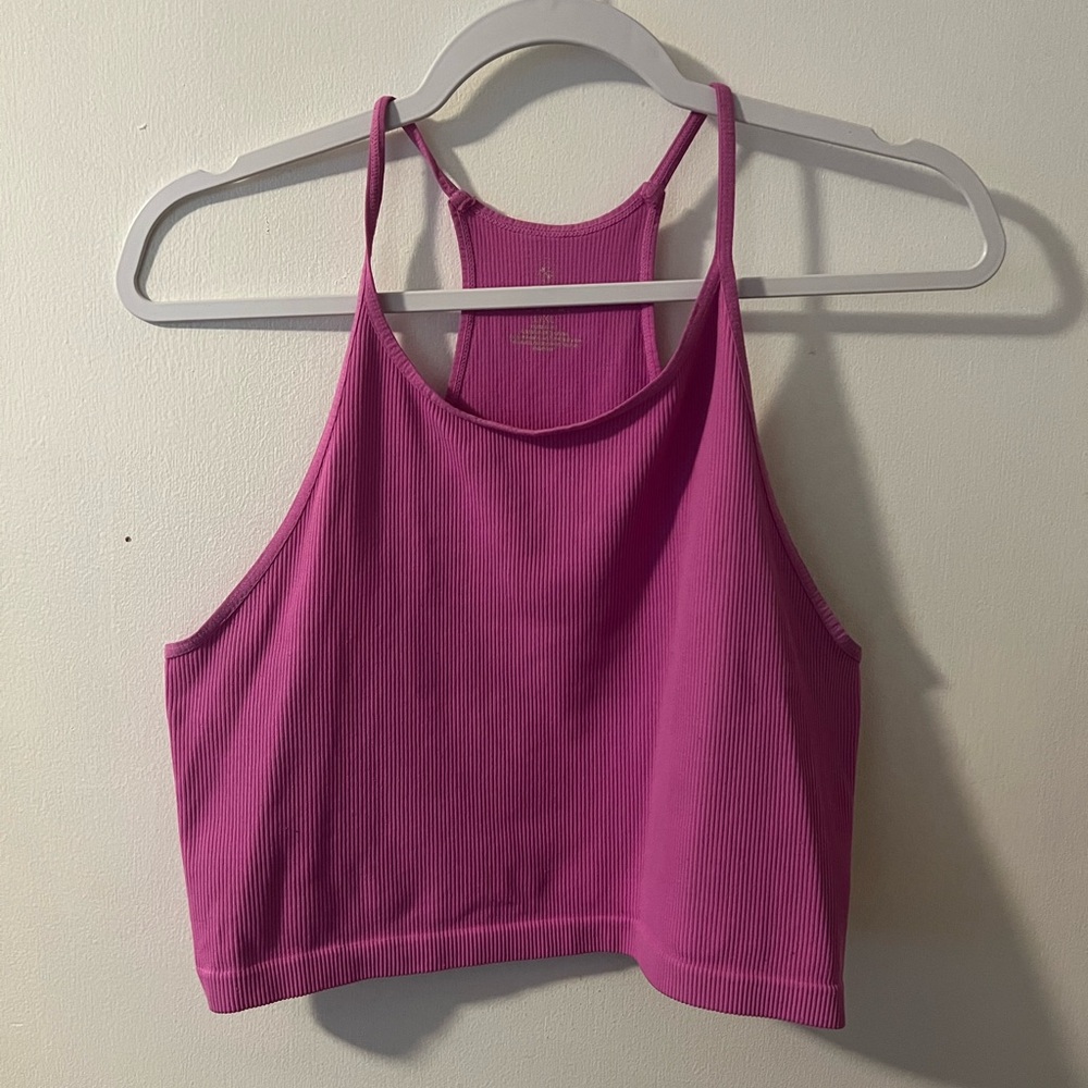 Pink Ribbed Crop Top
